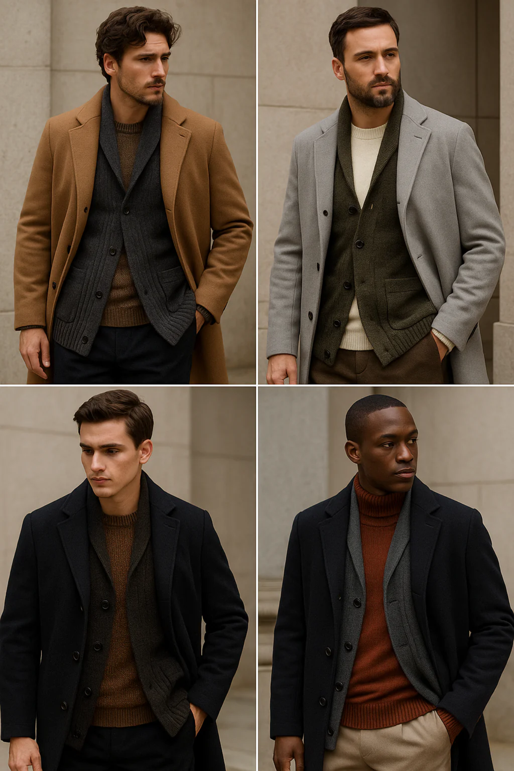 Layering uomo Autunno/Inverno 2025-26 Cardigan, maglieria e capispalla di tendenza