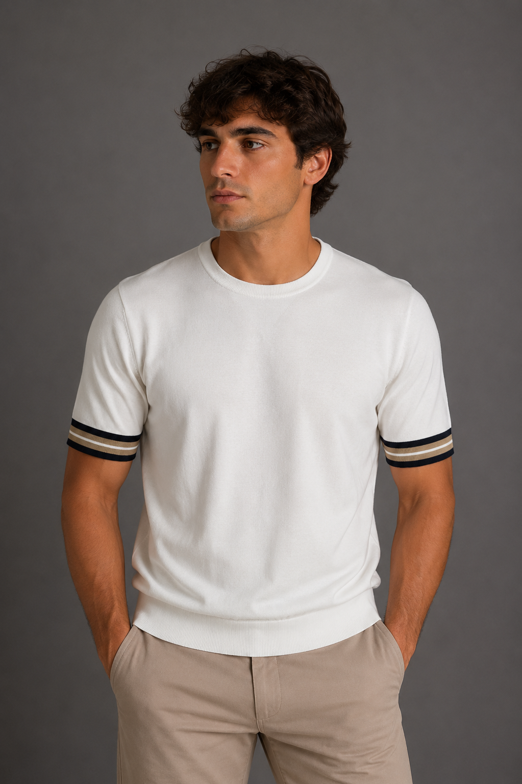 MASQ T-shirt con polsini colorati