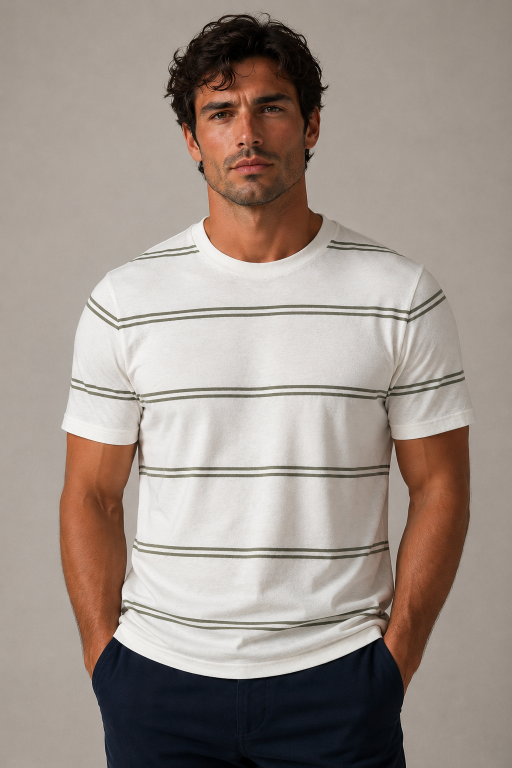 Blu Cashmere Girocollo rigato finezza 14