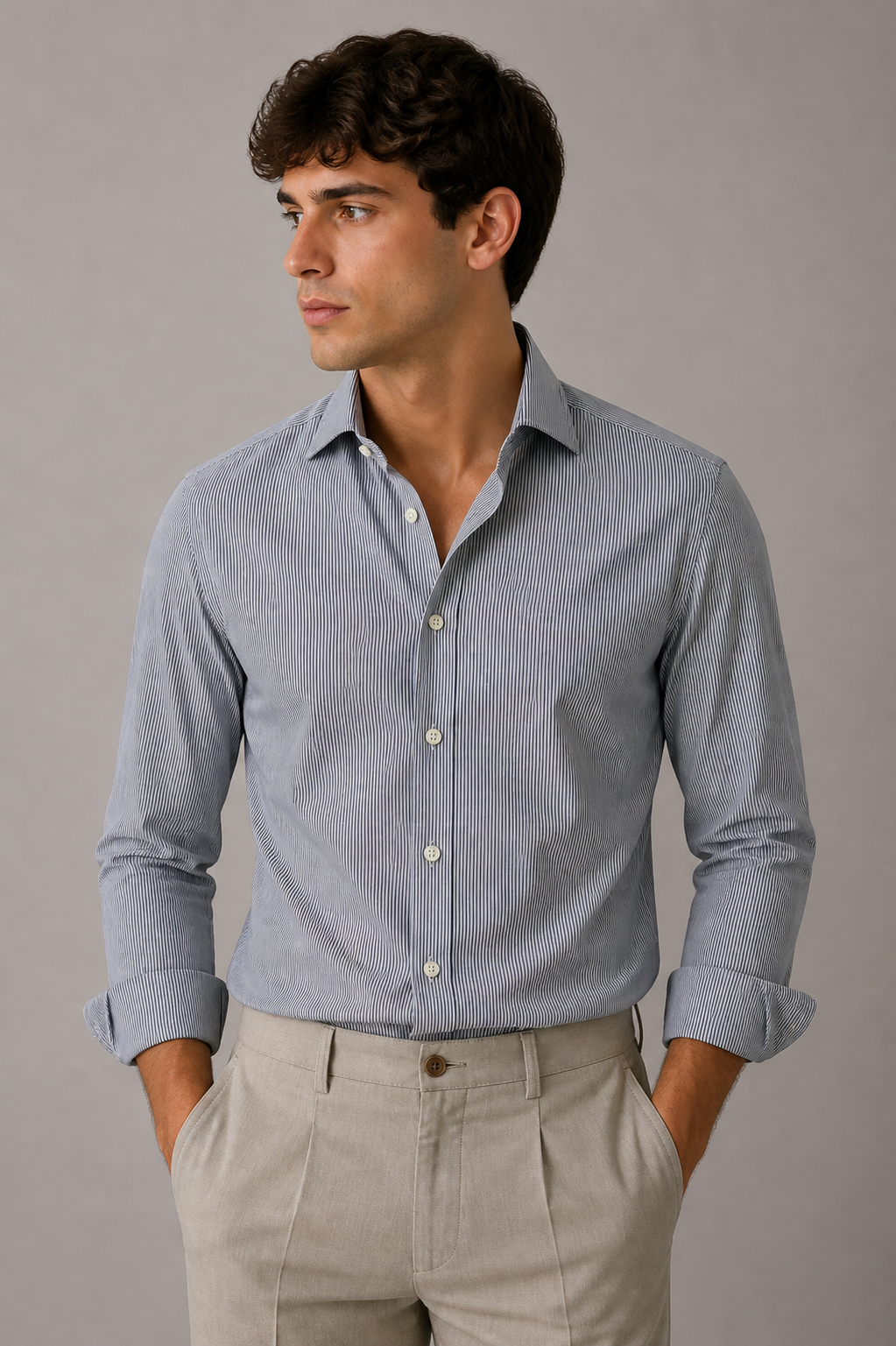 Giglio Milano Camicia mille righe blu
