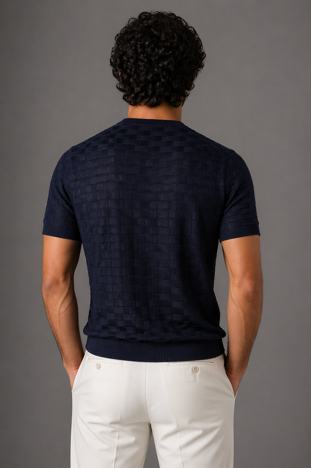 Blu Cashmere Girocollo operato
