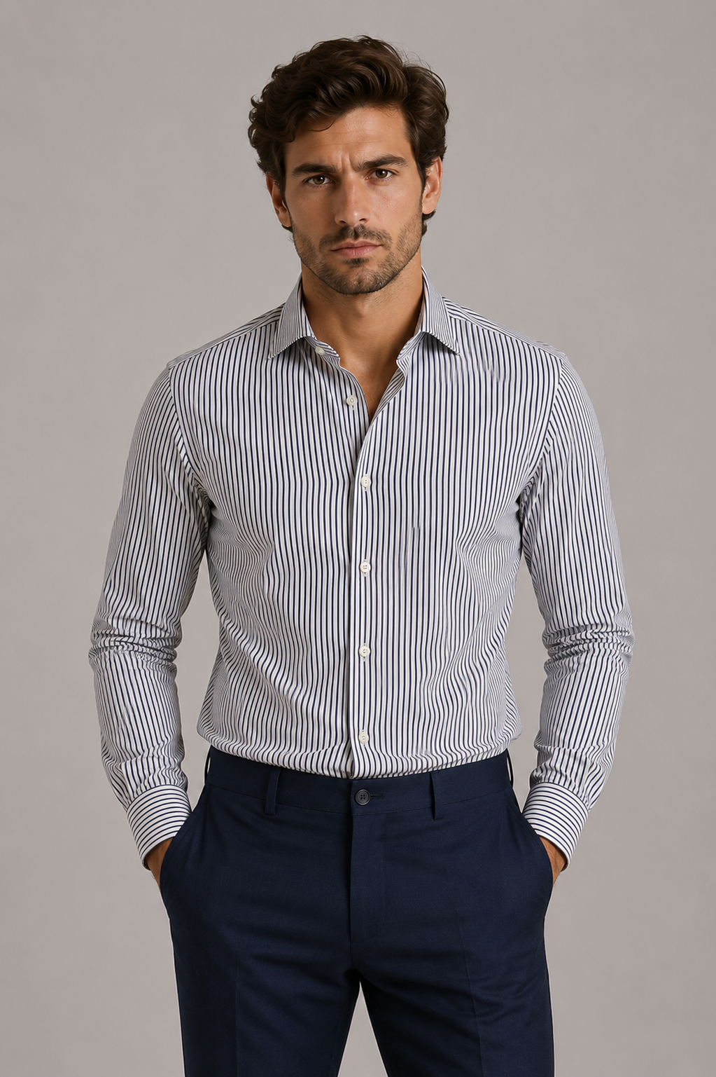 Giglio Milano Camicia Mille righe blu
