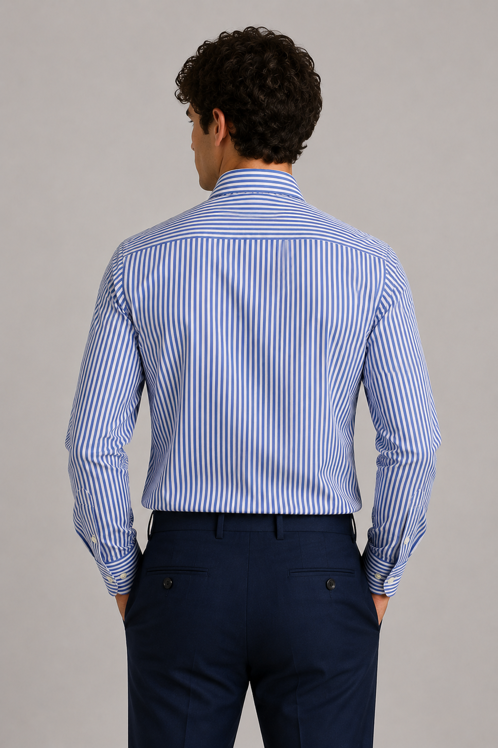 Giglio Milano Camicia righe strette azzurre