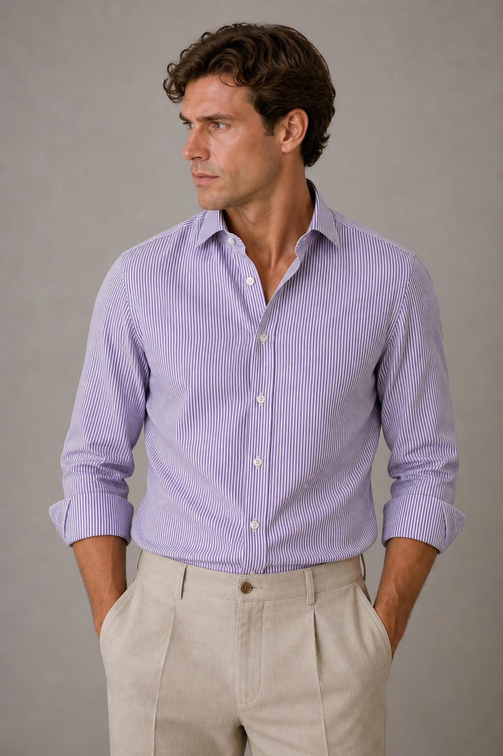 Giglio Milano Camicia righe viola