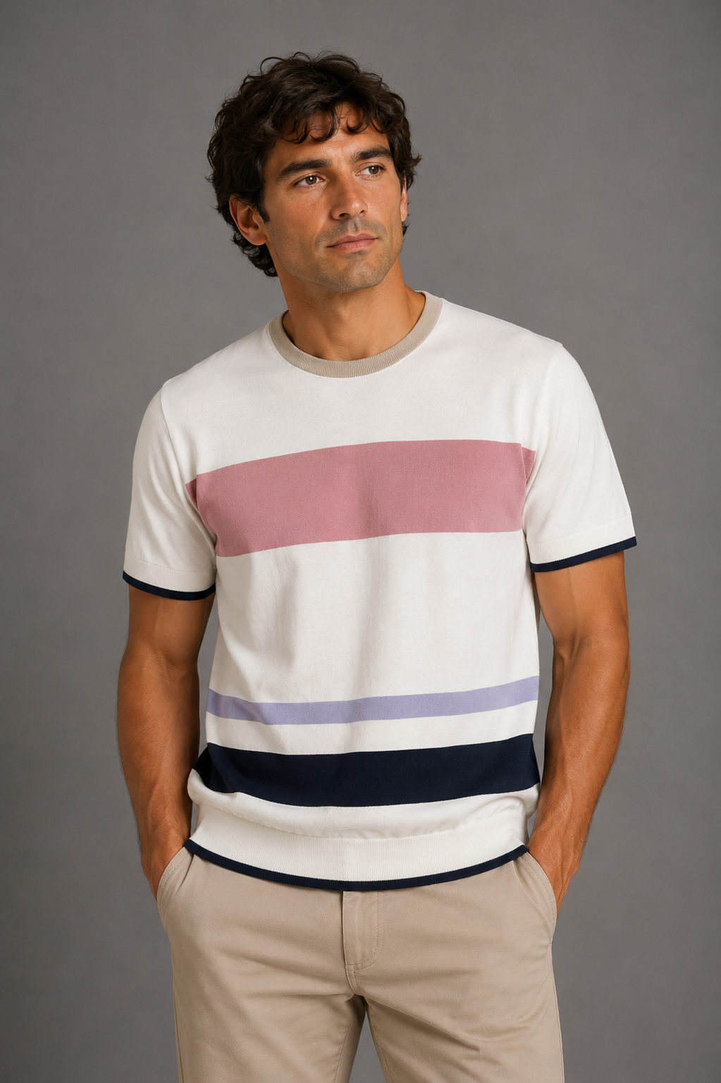 MQJ T-shirt con righe geometriche