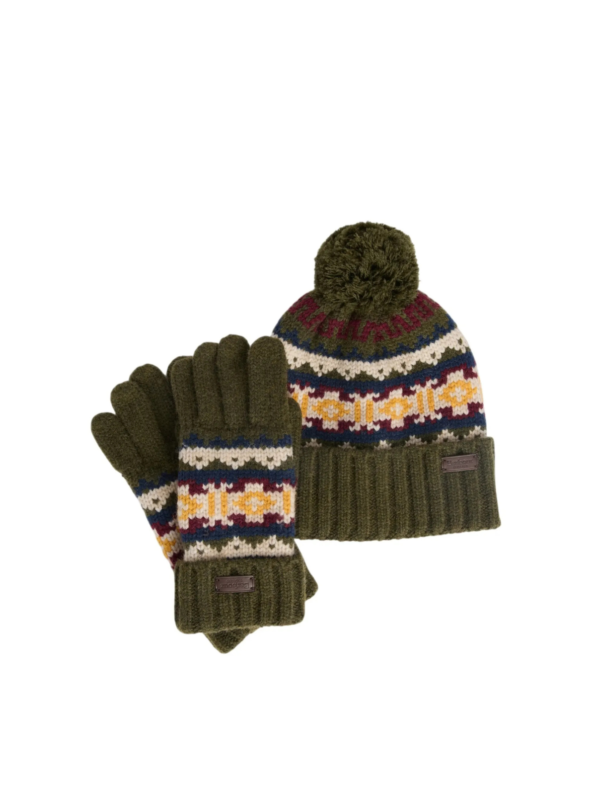 Barbour Kane con berretto e guanti in maglia.