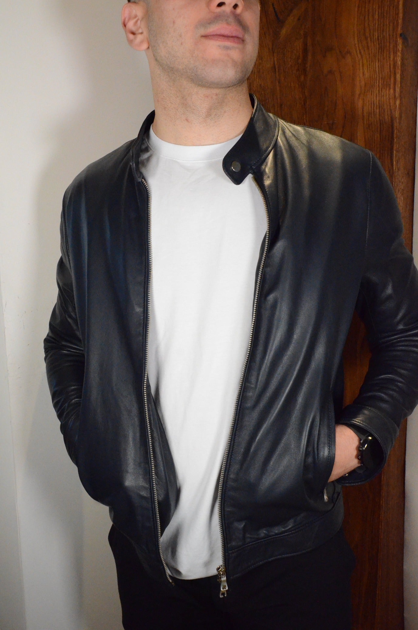 Tom Merritt Giubbotto in pelle Modello Biker