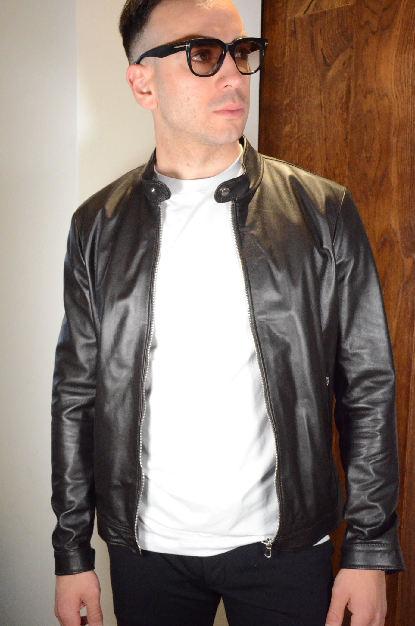 Tom Merritt Giubbotto in pelle Modello Biker