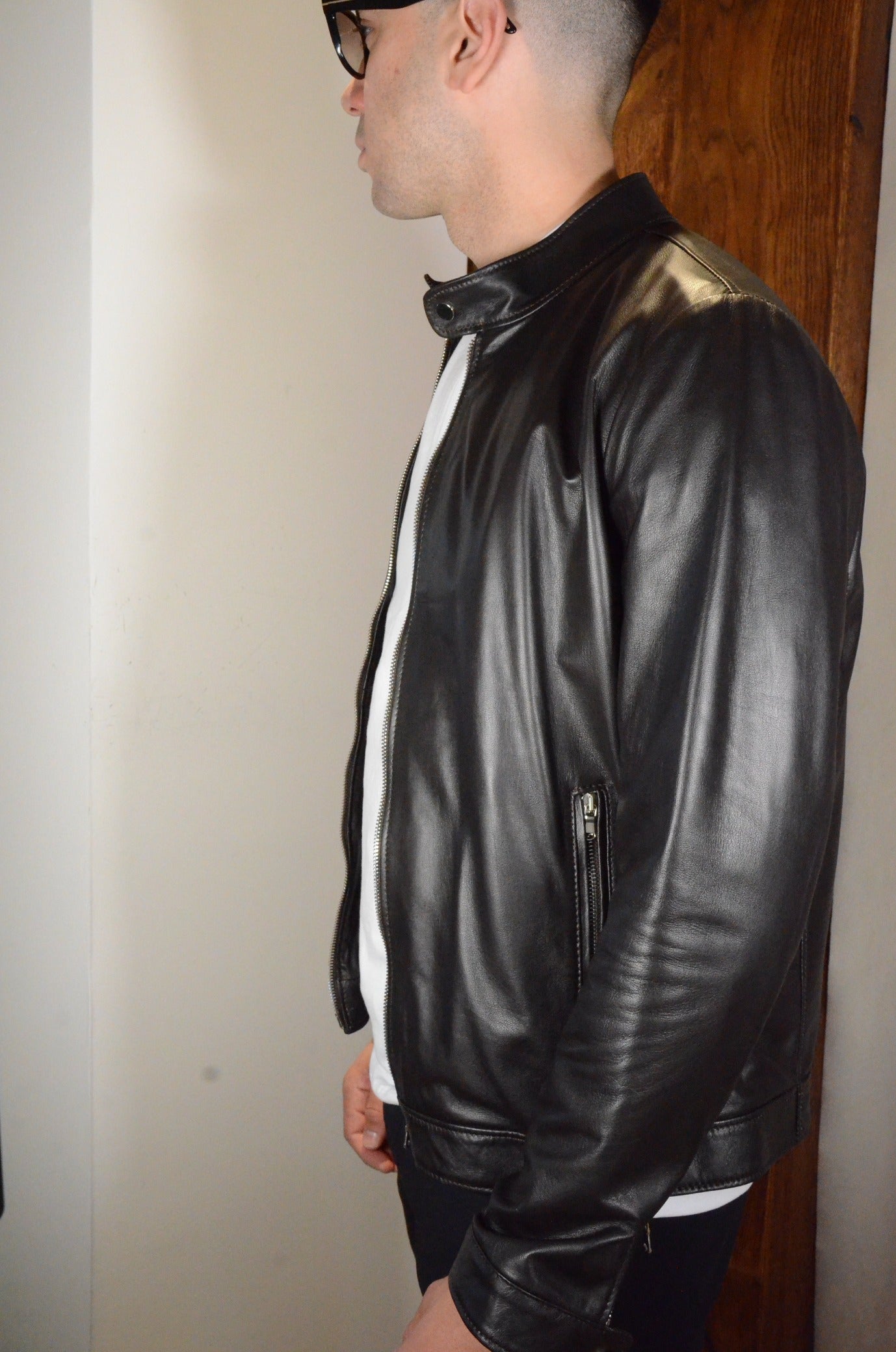 Tom Merritt Giubbotto in pelle Modello Biker