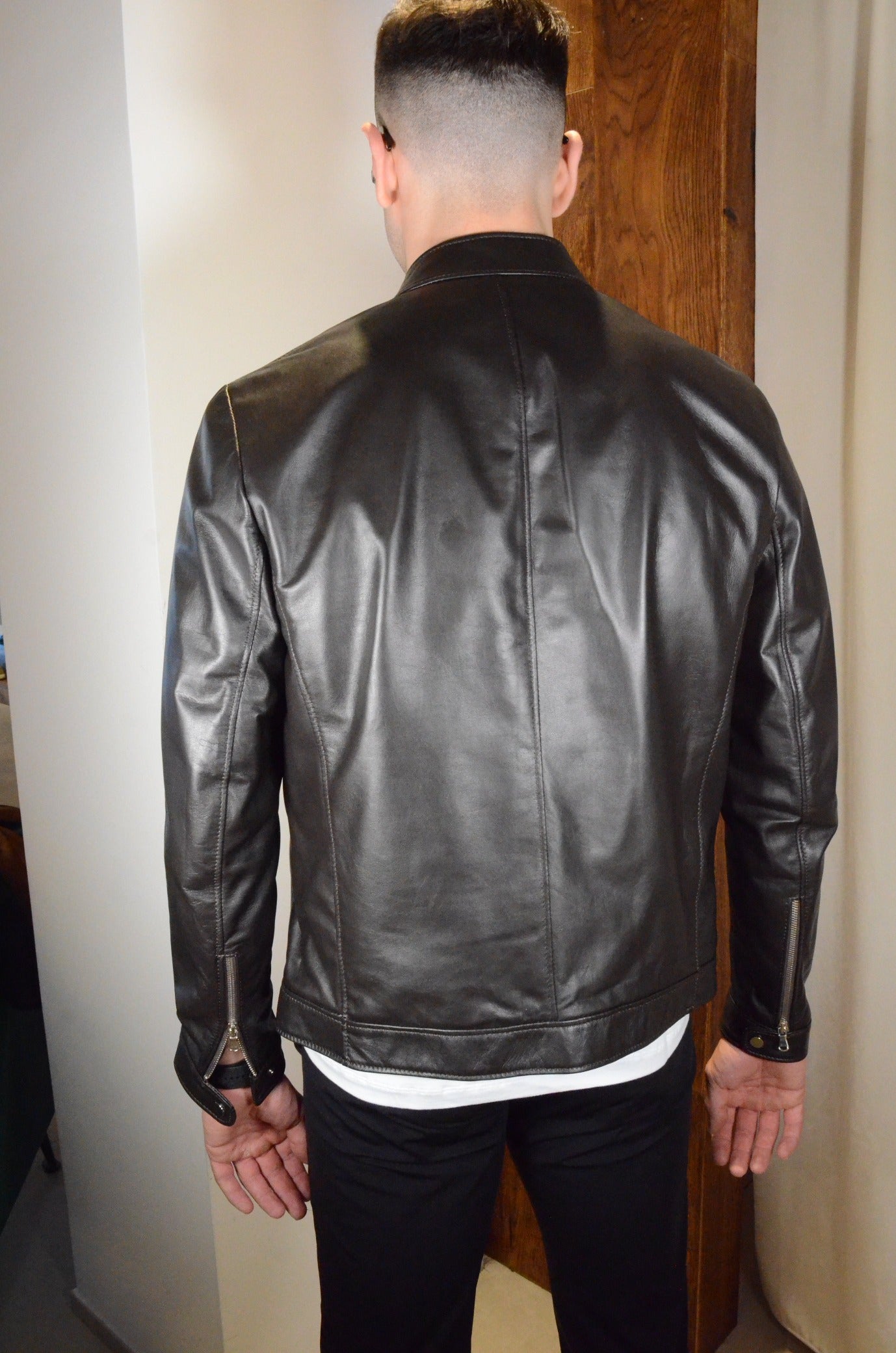 Tom Merritt Giubbotto in pelle Modello Biker