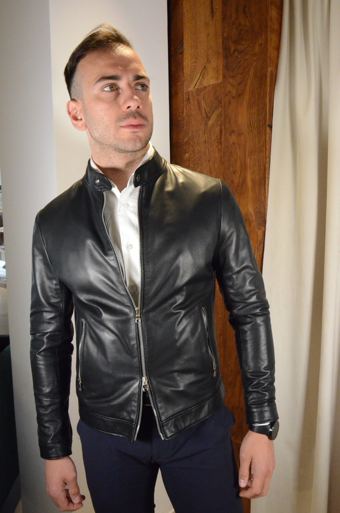 Tom Merritt Giubbotto in pelle Modello Biker