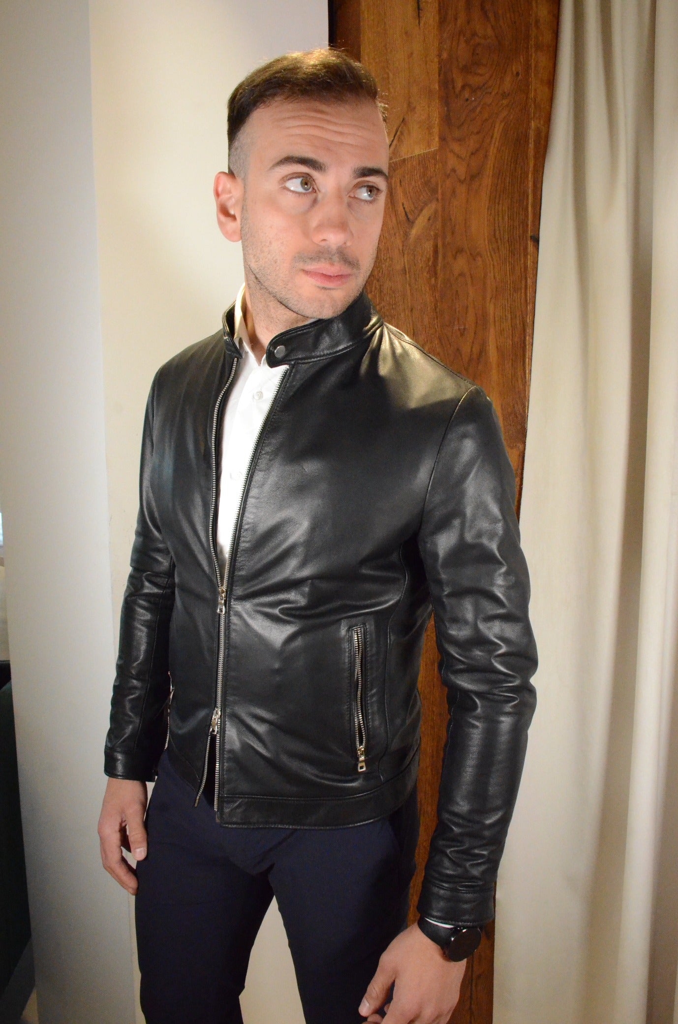 Tom Merritt Giubbotto in pelle Modello Biker