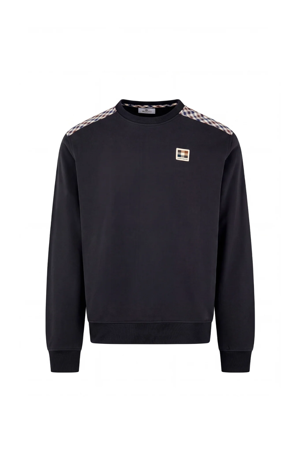 aquascutum Check shoulder crewneck fleece