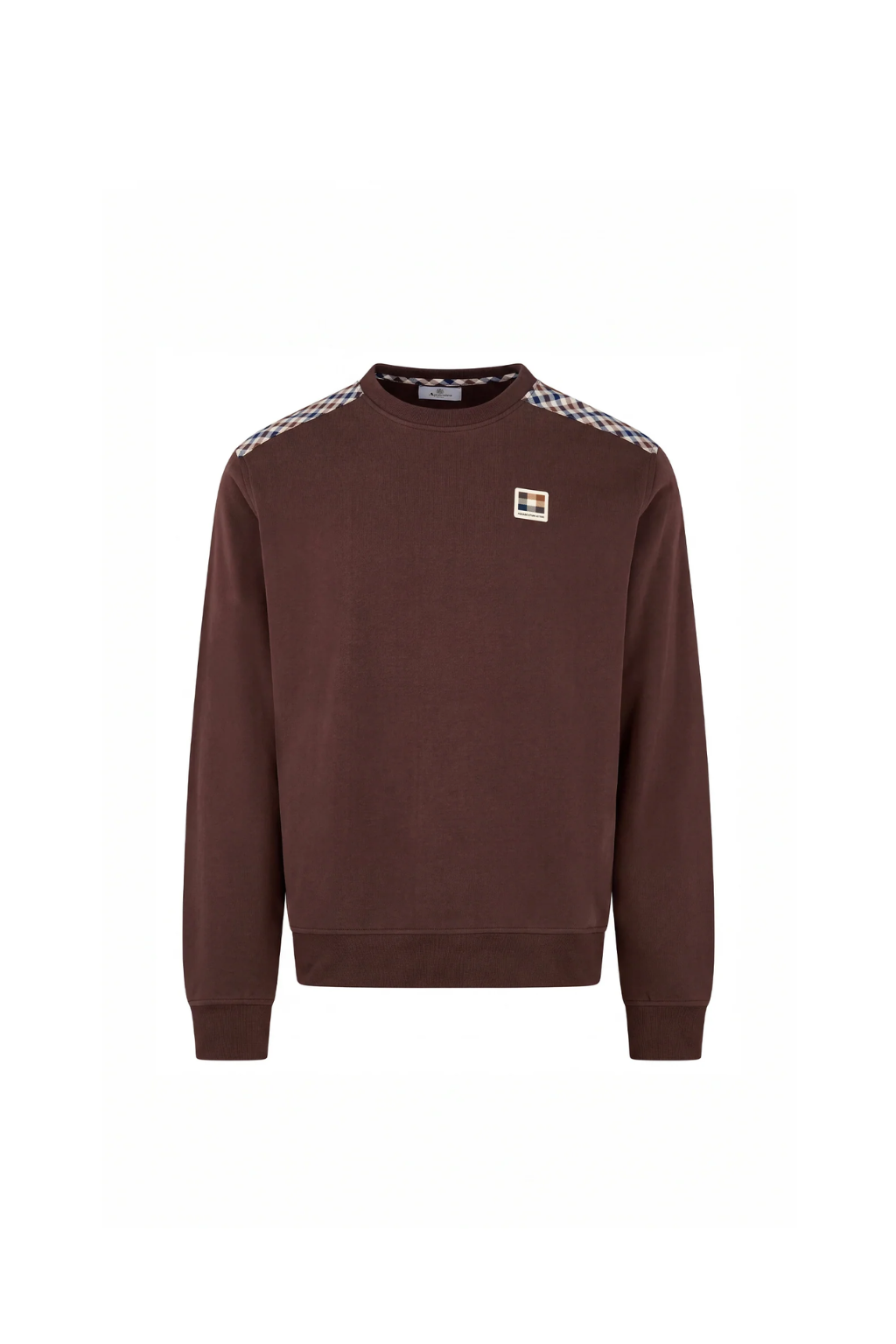 aquascutum Check shoulder crewneck fleece