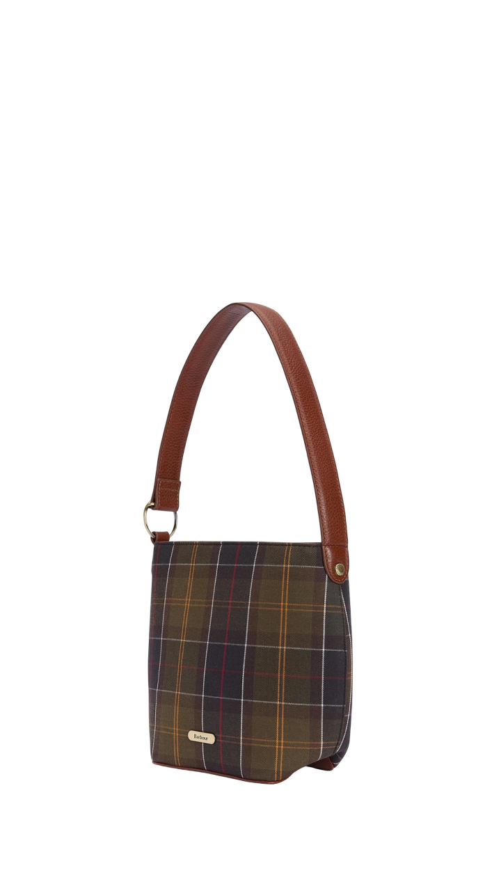 BARBOUR CEDAR TARTAN BUCKET BAG