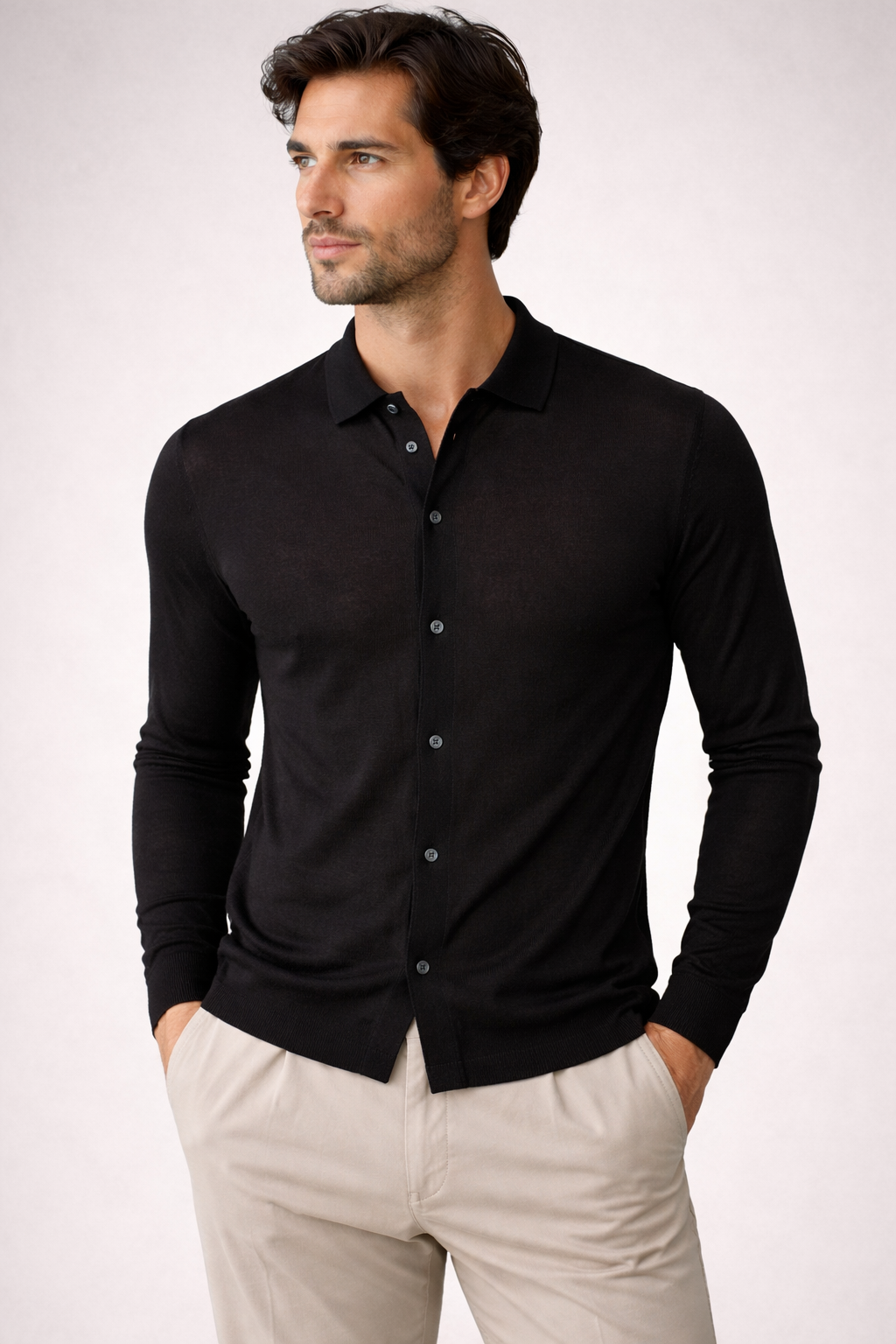 Blu Cashmere POLO CAMICIA tubolare fin.16