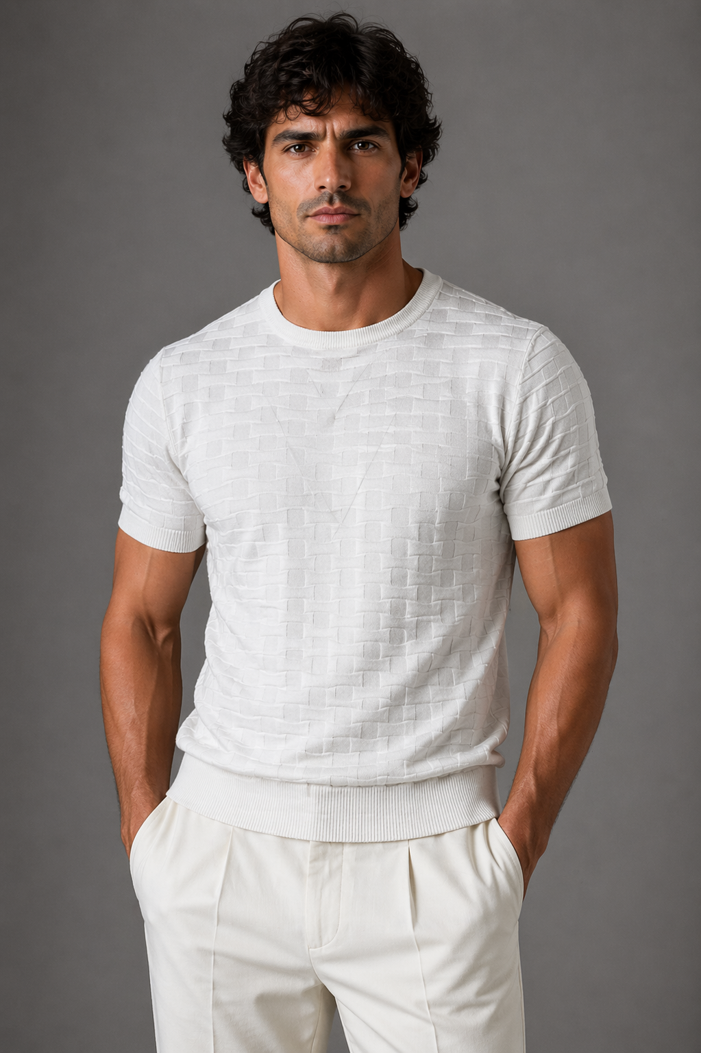 Blu Cashmere Girocollo operato