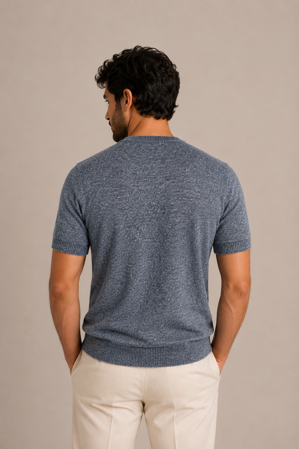 MASQ T-shirt in Misto Lino Monocromo
