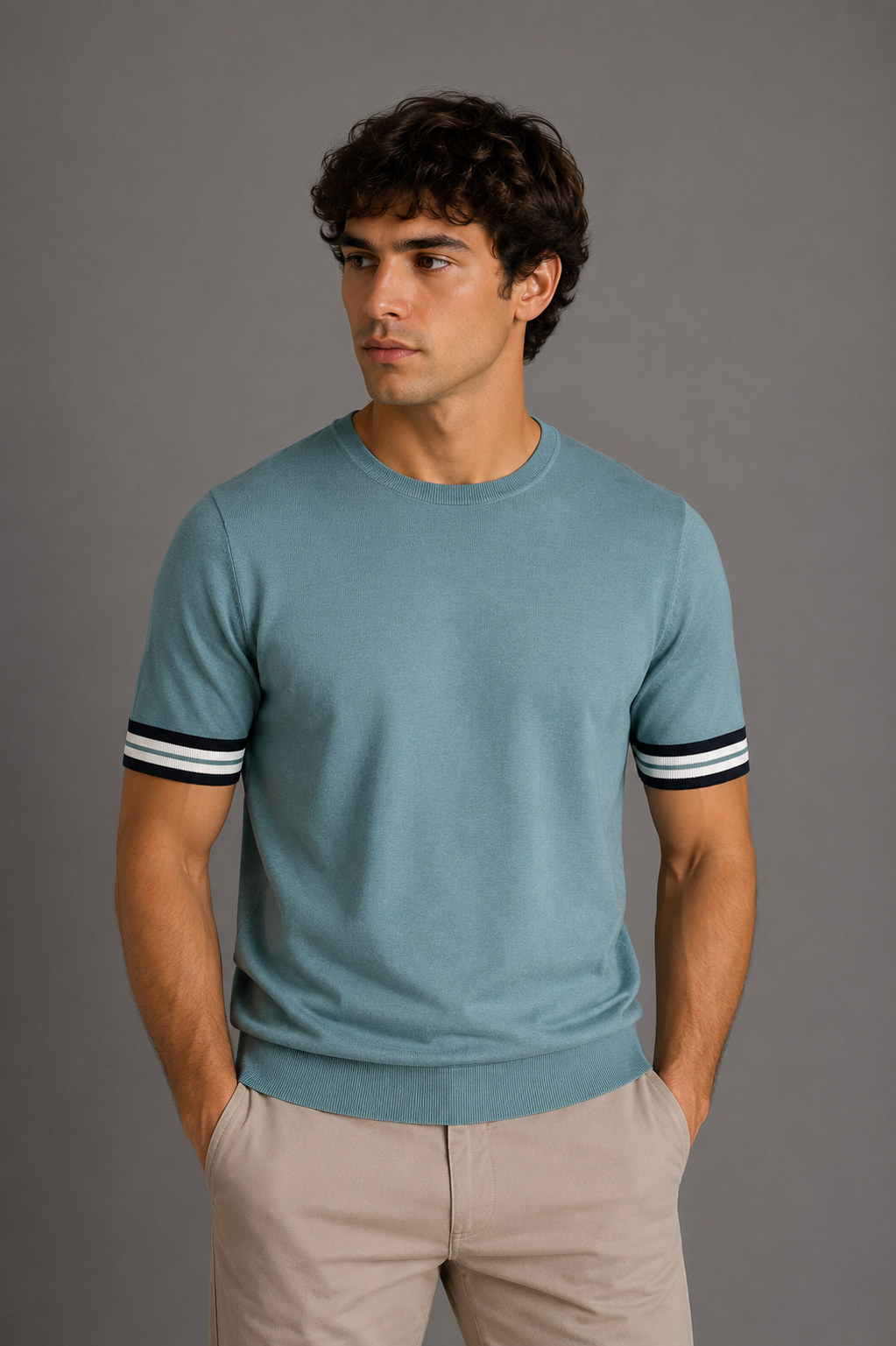 MASQ T-shirt con polsini colorati