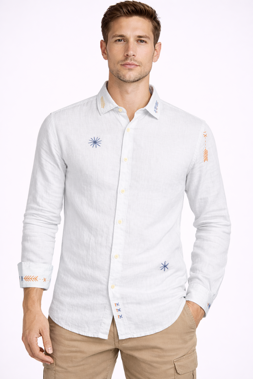 riviera camicia ricamata in lino