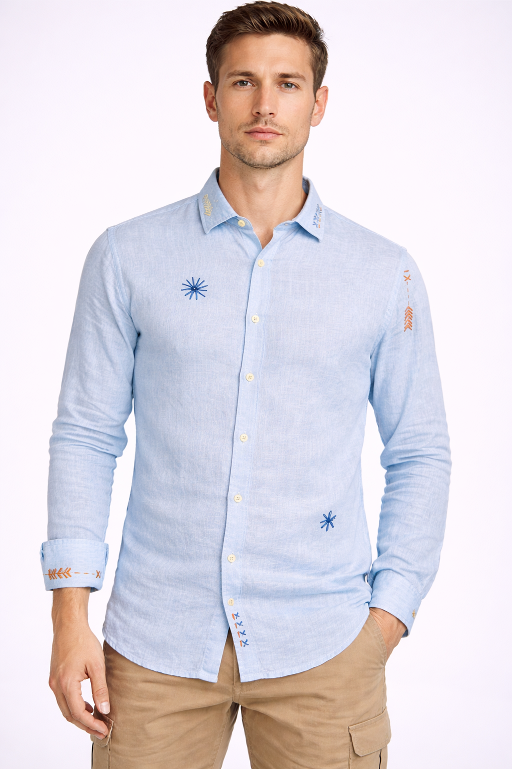 riviera camicia ricamata in lino