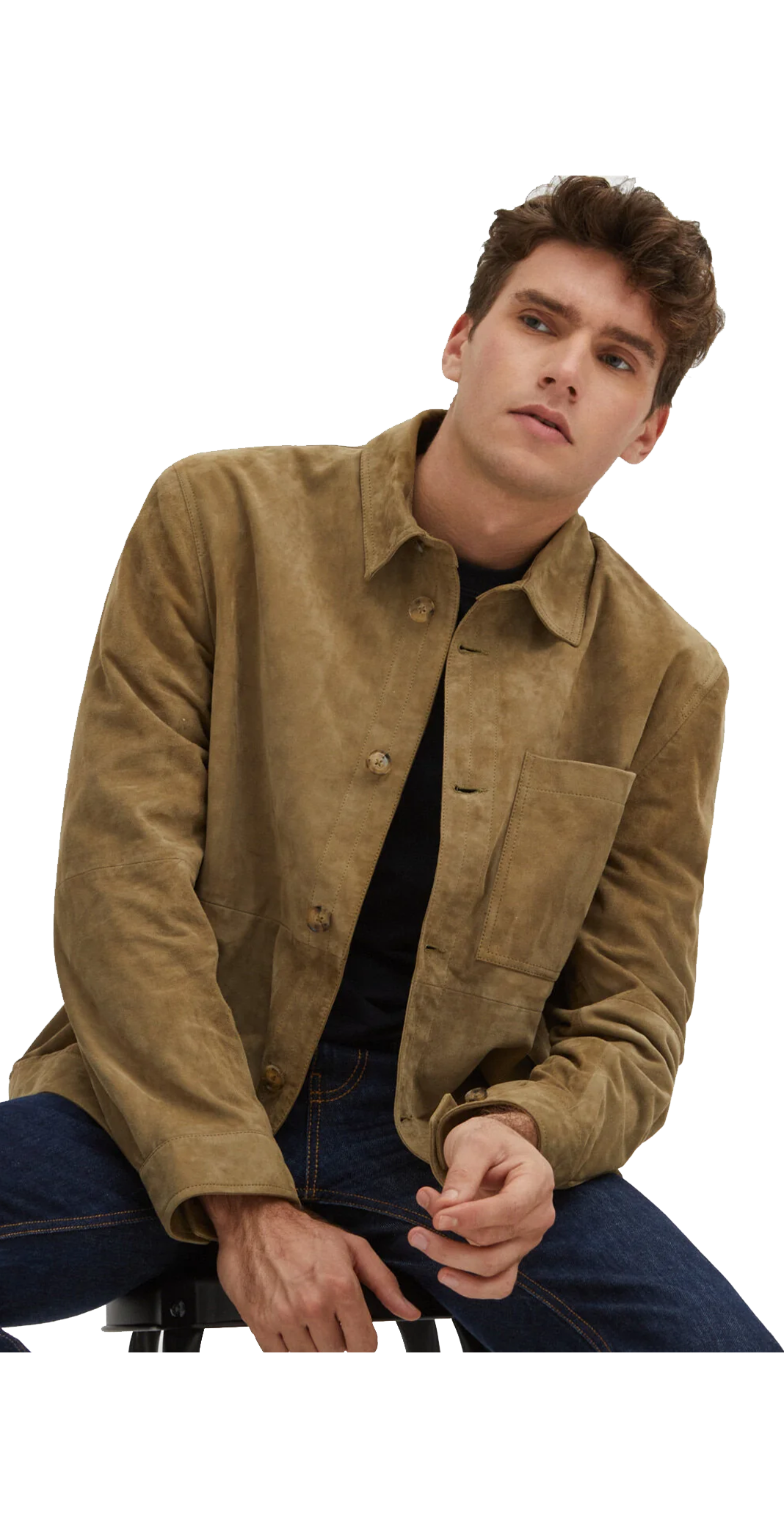 Baracuta Overshirt In Pelle Scamosciata