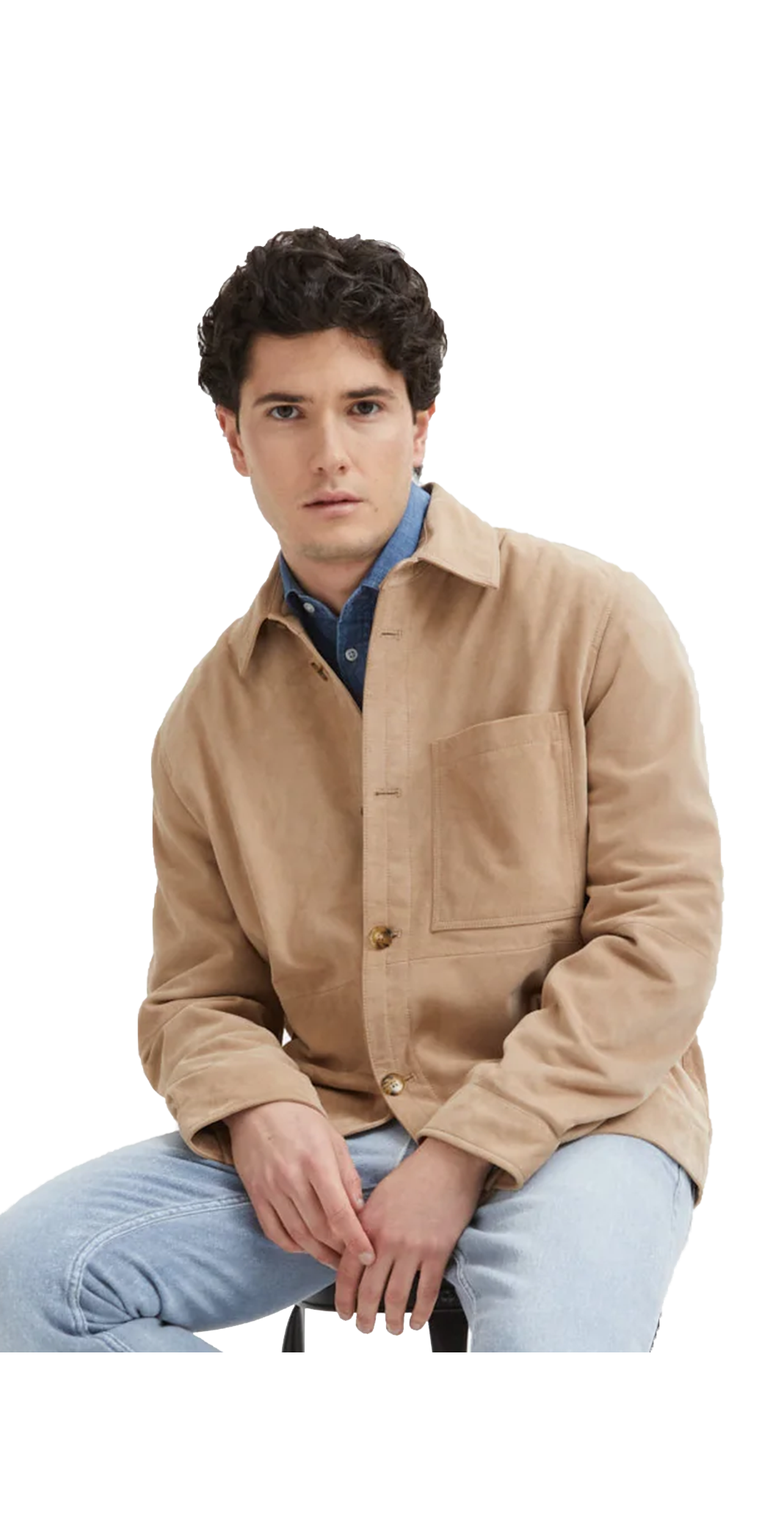 Baracuta Overshirt In Pelle Scamosciata