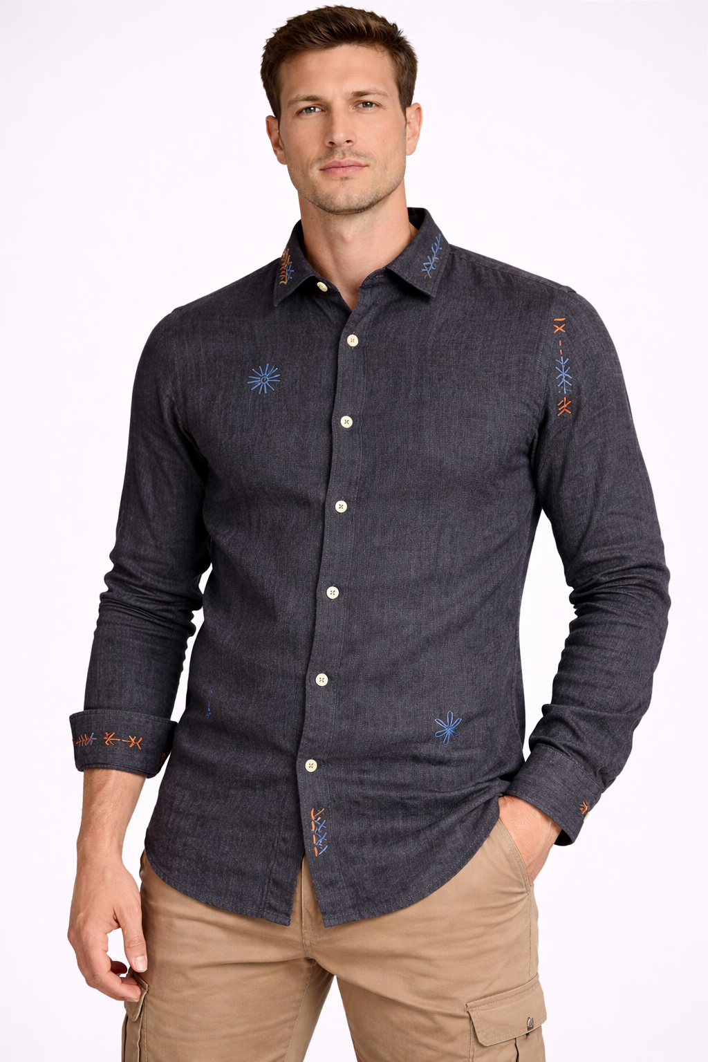 riviera camicia ricamata in lino