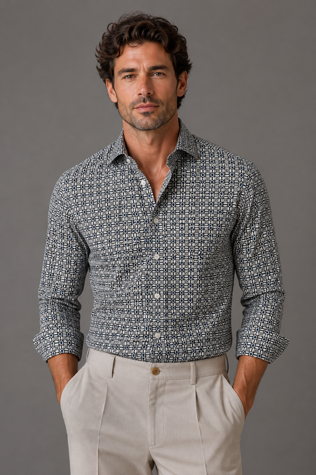 Giglio Milano Camicia Fantasia Foglia