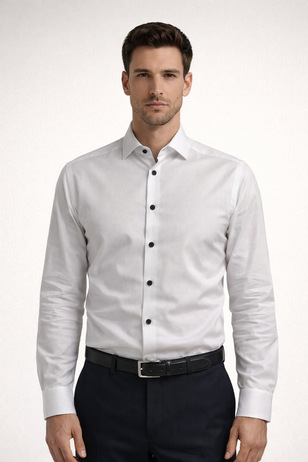 Giglio Milano camicia bianca abbottonatura colorata