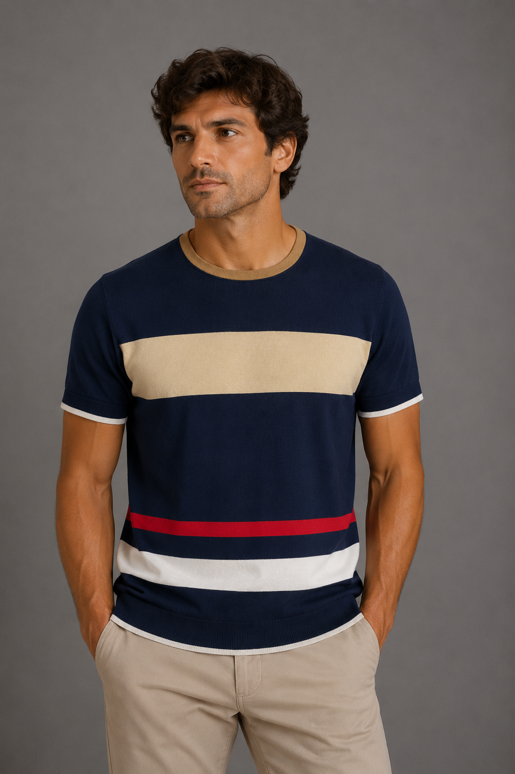 MQJ T-shirt con righe geometriche
