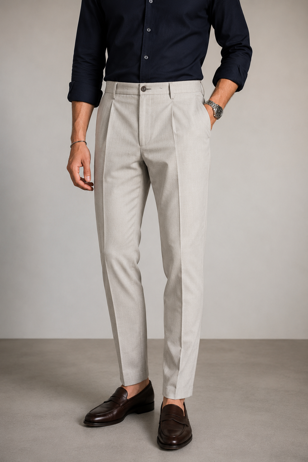 AIBURAI Pantalone Sartoriale  Slim Fit con Pence