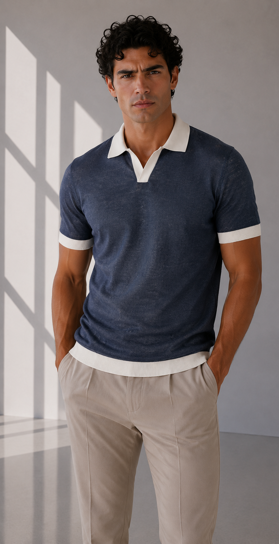 MASQ  Polo misto lino