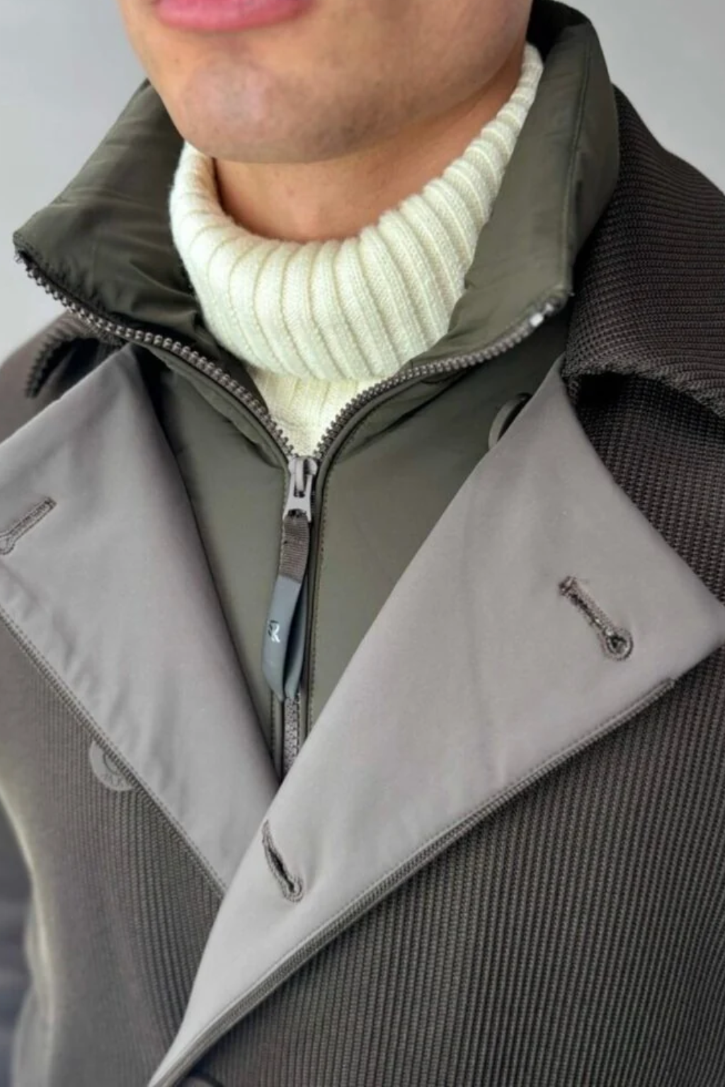 RIUNIK QUINCEY Cappotto doppio petto con gilet removibile