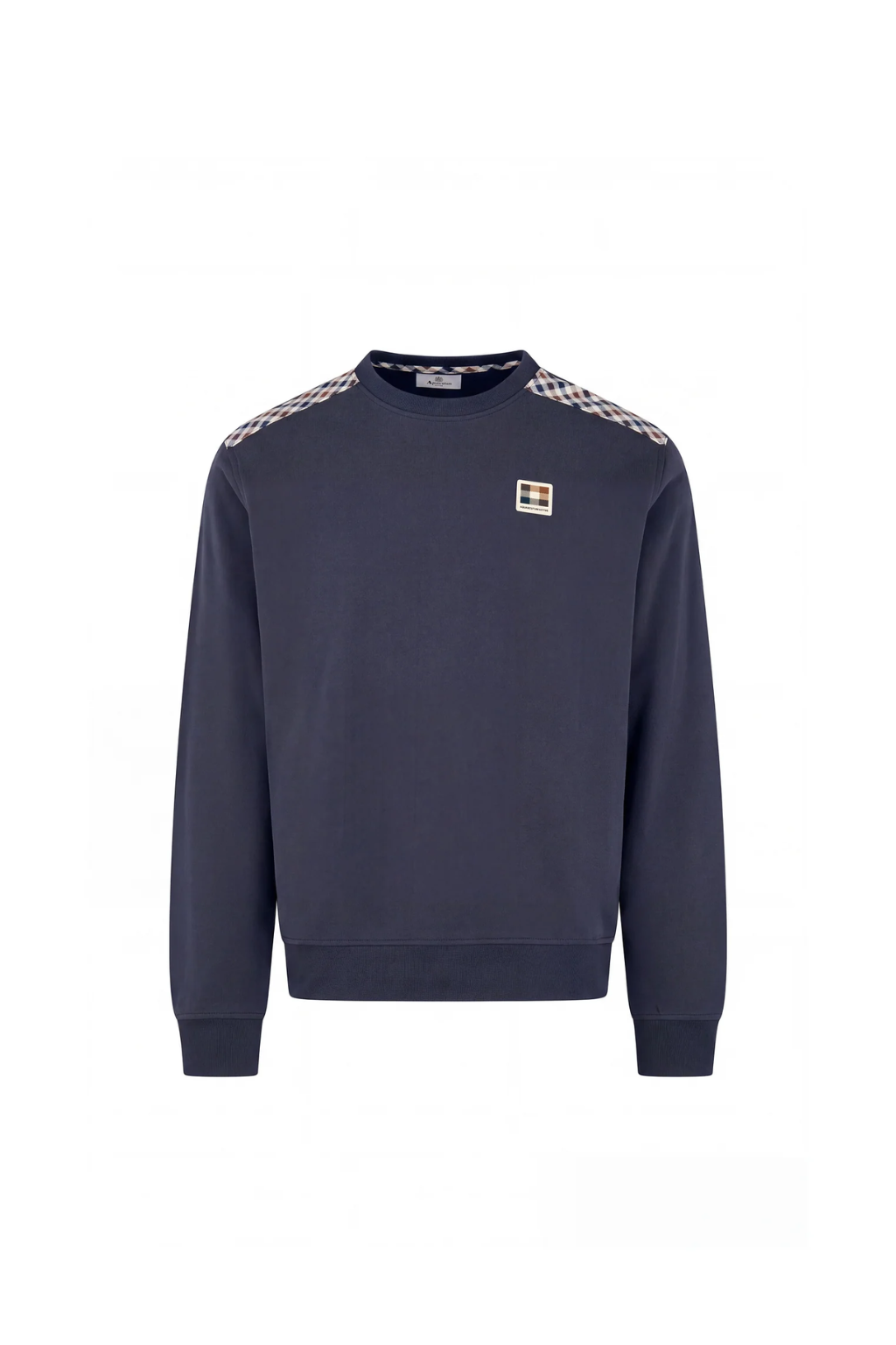 aquascutum Check shoulder crewneck fleece