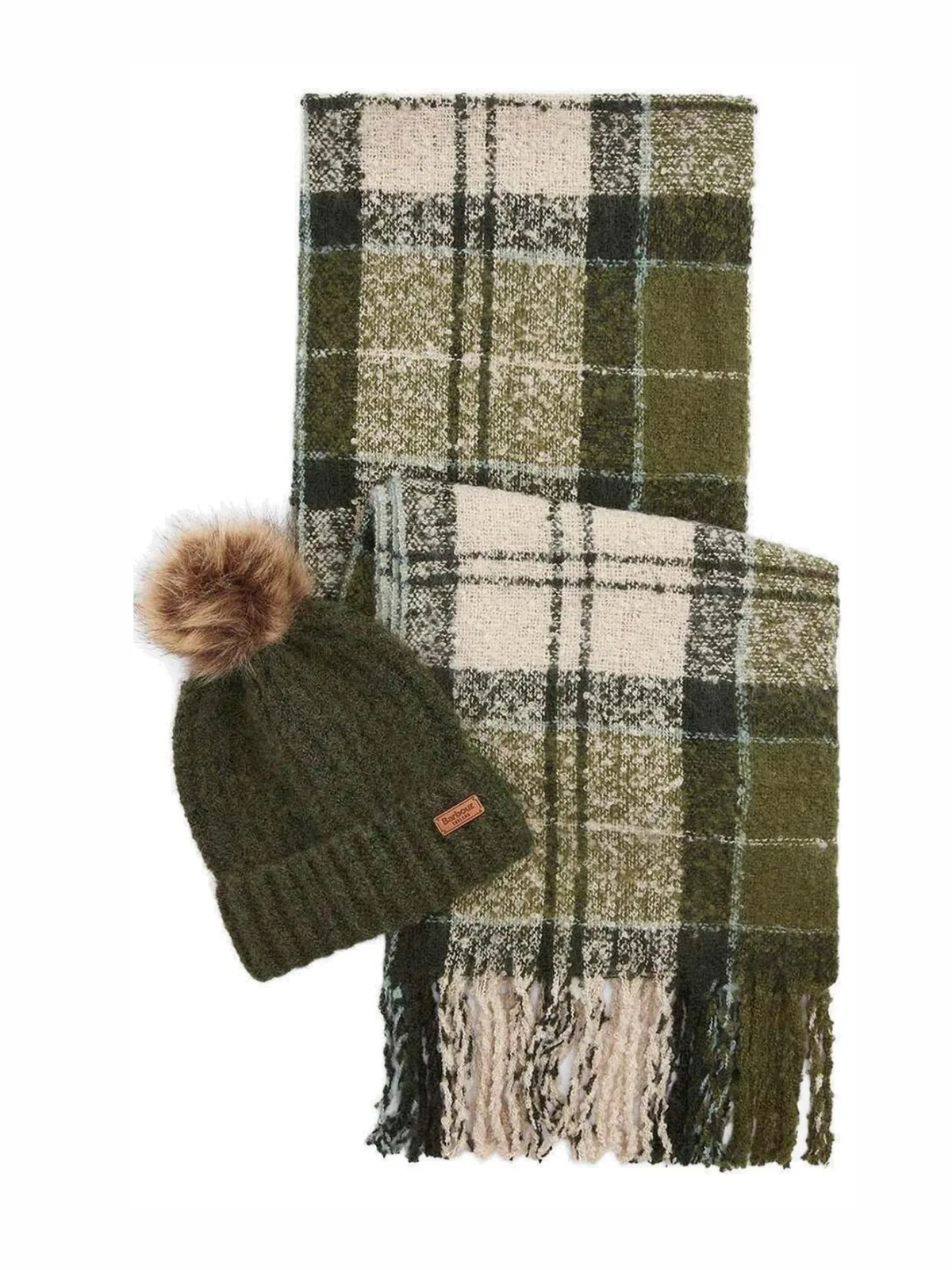 Barbour Saltburn Beanie & Tartan Scarf Set