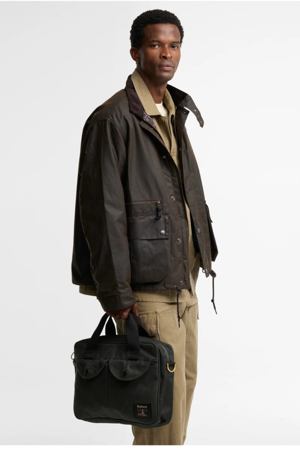 Barbour Borsa a tracolla per laptop  Field in pelle cerata