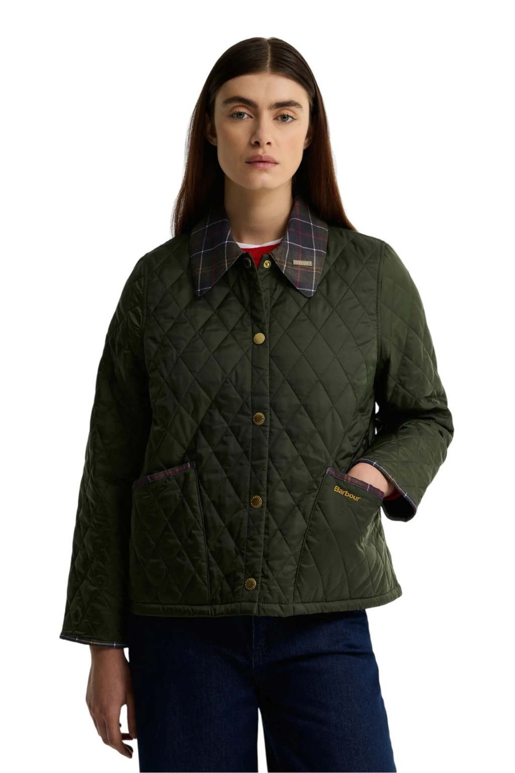 Barbour giacca Icons Tartan Collar Cropped Liddesdale Quilted