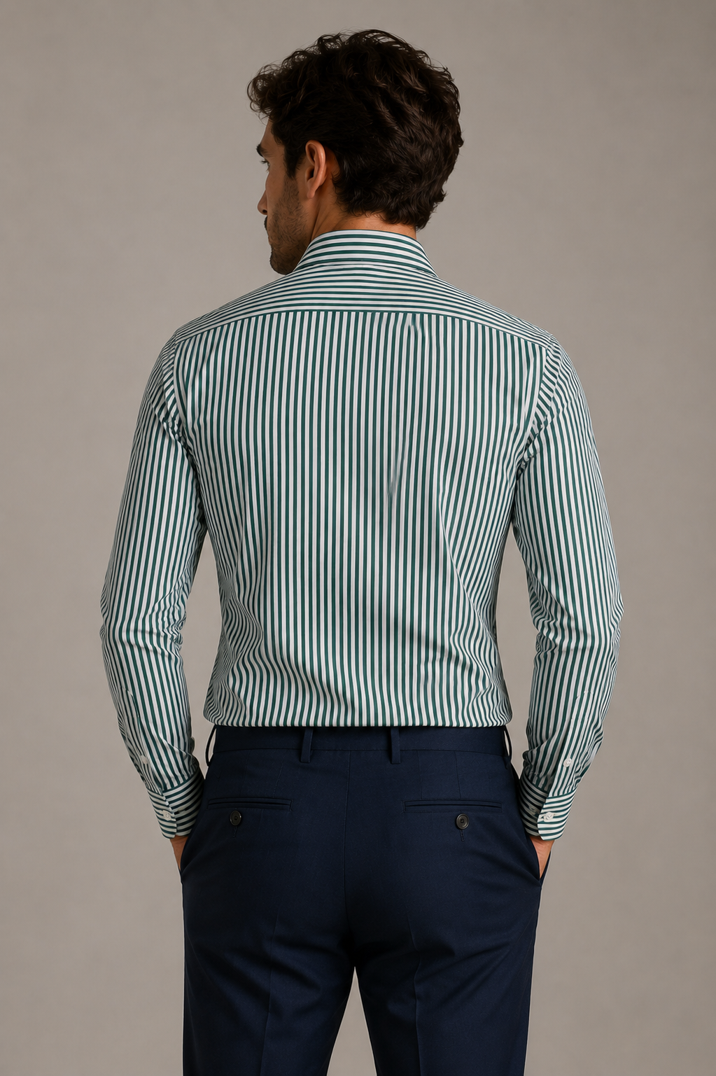 Giglio Milano Camicia Righe strette verde