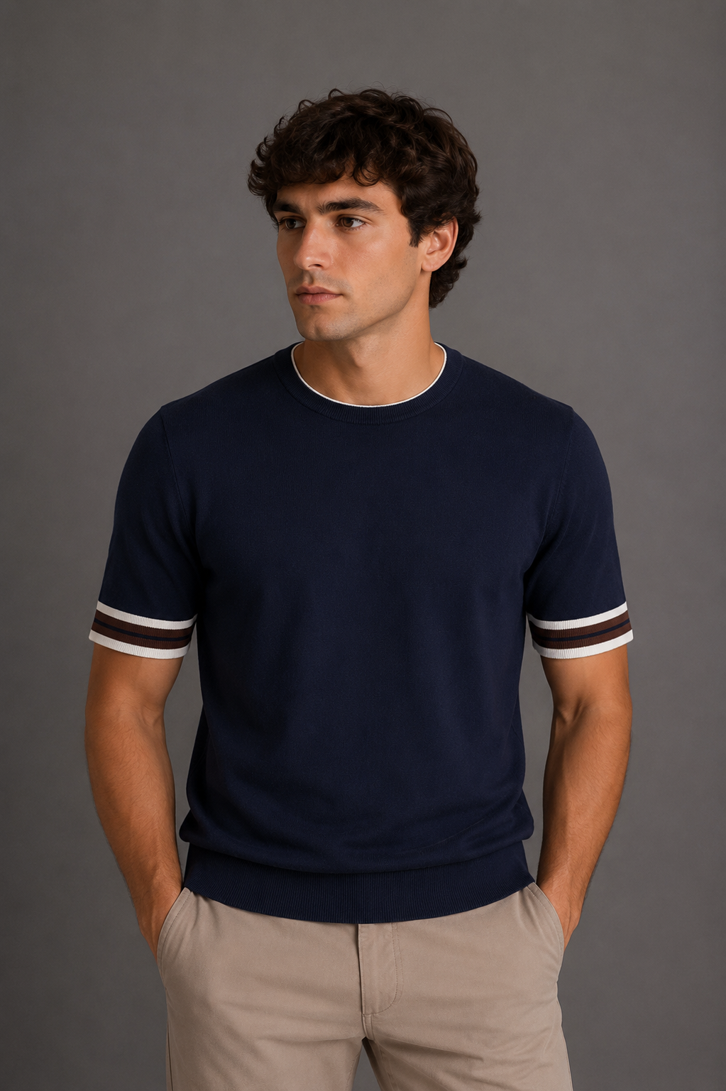 MASQ T-shirt con polsini colorati