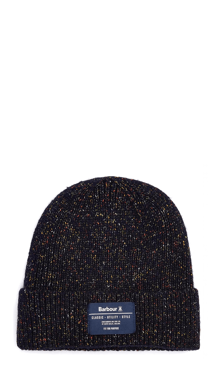 Barbour Eston Beanie Hat featuring soft flecked knit and cozy teddy lining for warmth and style.