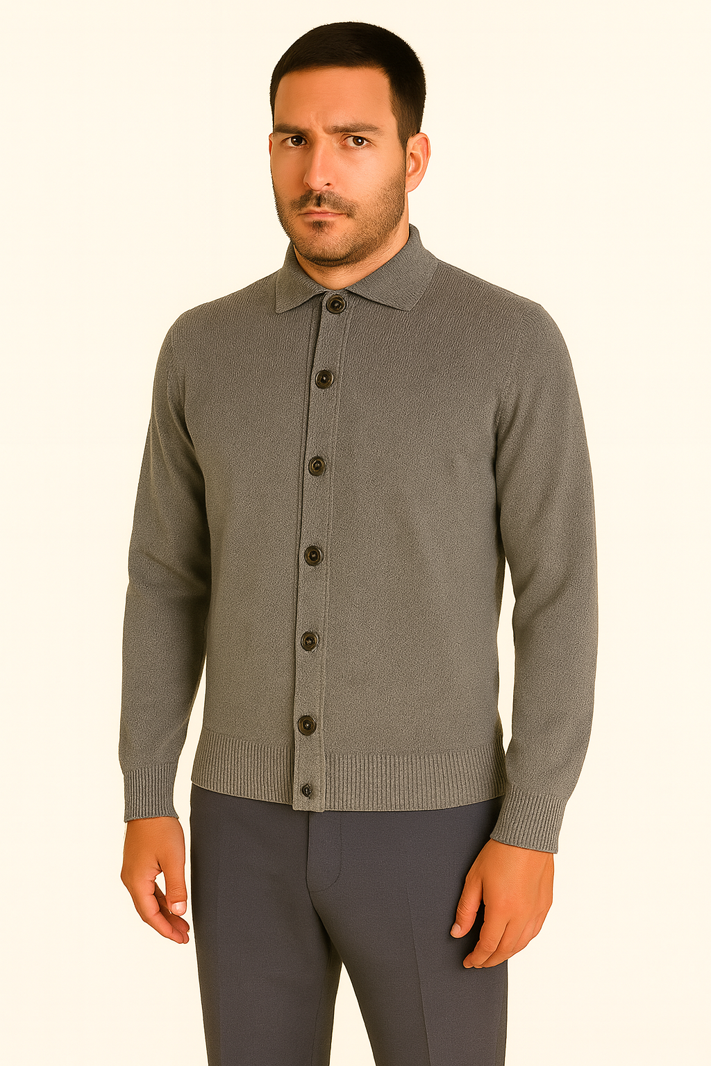 MASQ Cardigna con collo camicia