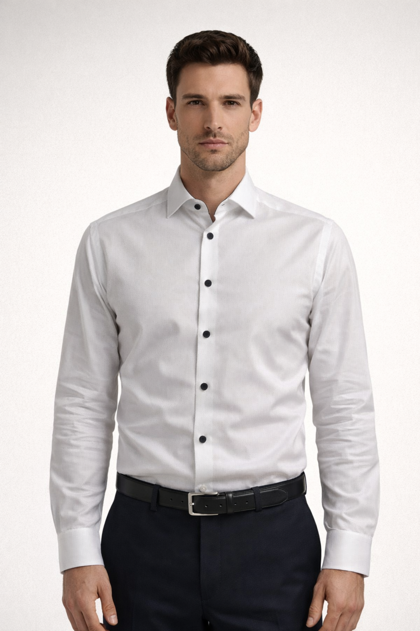 Giglio Milano camicia bianca abbottonatura colorata